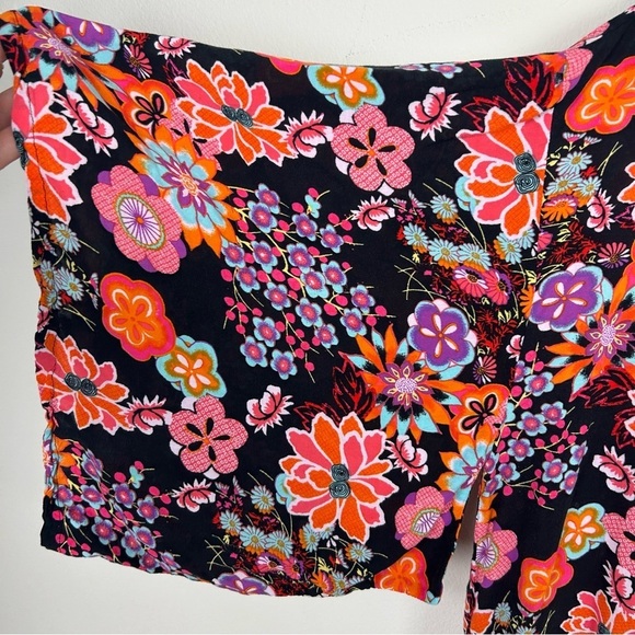 Josie Natori bright florals bohemian rayon kimono roble size: M - Picture 7 of 11